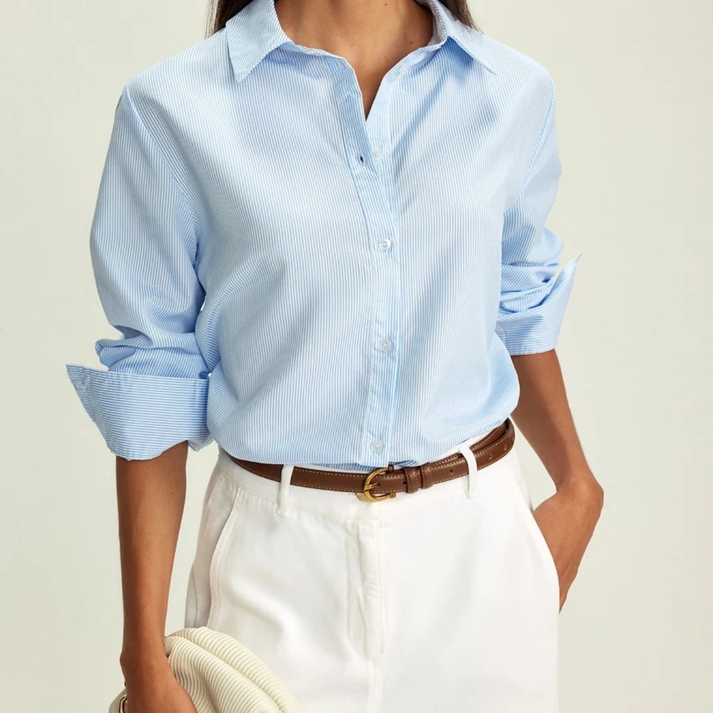 New with tags- Light Blue Pinstripe Button-Down Shirt